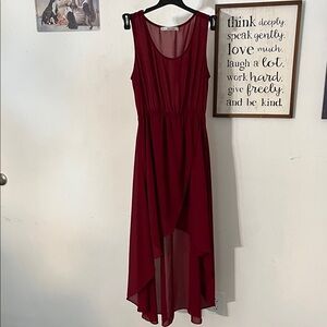 Sans Souci Burgundy High-Low Chiffon Midi Dress Size S
